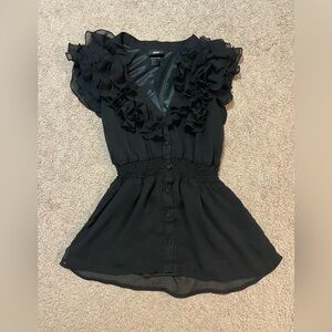H&M black‎ ruffle peplum top size 2